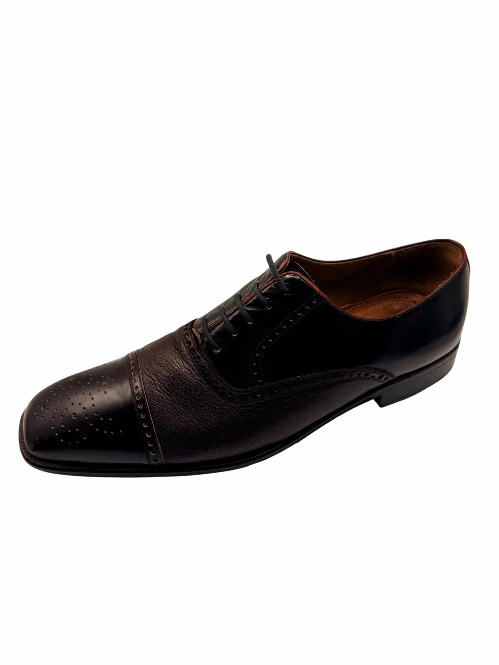 Mezlan Cap Toe Oxford Dress Shoes Mens 11 M Brown Burgundy Leather Made in Spain